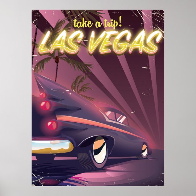 Las Vegas Classic car travel poster (Front)