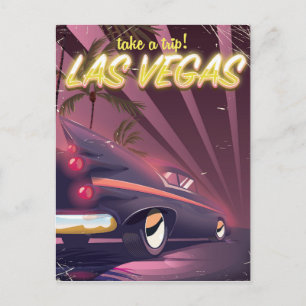 Las Vegas Classic car travel poster Postcard