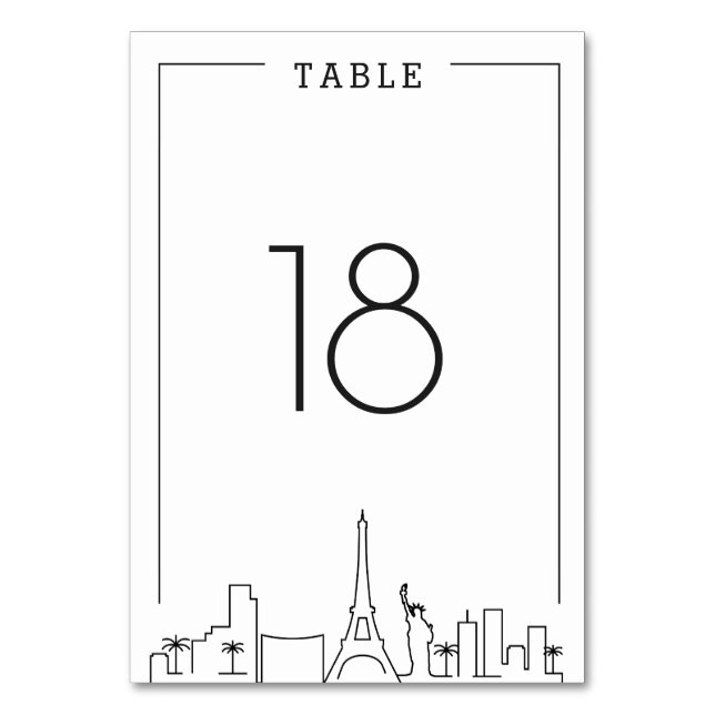 Las Vegas Deco Skyline Wedding | Table Number (Front)