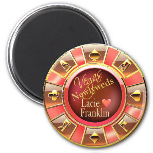 Las Vegas Deluxe Coral Peach Casino Chip Favour Magnet