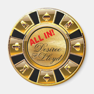 Las Vegas Deluxe Gold Casino Chip Magnet Favour