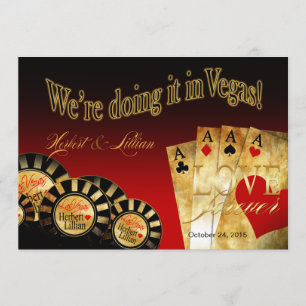 Las Vegas Deluxe Wedding red black gold Invitation
