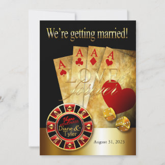 Las Vegas Deluxe Wedding | red gold black Invitation