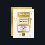 Las Vegas Destination Casino Slot Machine Wedding  Save The Date<br><div class="desc">A unique hand drawn Las Vegas Casino themed wedding design. A modern destination Las Vegas, Nevada wedding theme featuring playing cards, casino gambling themed illustrations. A faux gold Las Vegas wedding save the date card design ideal for casino themed weddings. Matching wedding invitations and other stationery items are also available....</div>