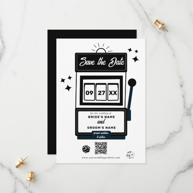 Las Vegas Destination Casino Slot Machine Wedding  Save The Date (Front/Back In Situ)
