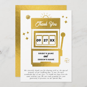 Las Vegas Destination Casino Slot Machine Wedding Thank You Card