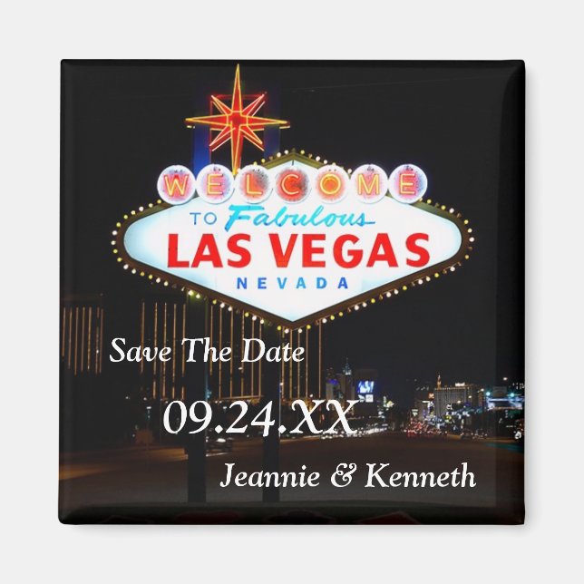 Las Vegas Destination Wedding Save The Date Magnet (Front)