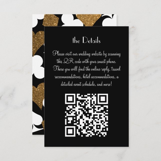 Las Vegas Destiny Gold Glitter Wedding Details Invitation (Front/Back)