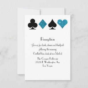Las Vegas Destiny Reception Malibu Blue Glitter Invitation