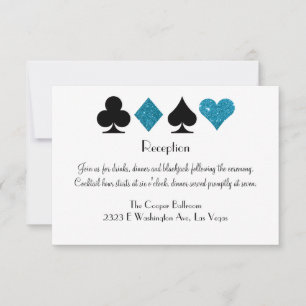 Las Vegas Destiny Reception Malibu Blue Glitter Invitation