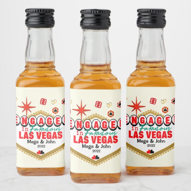 Las Vegas Engaged Celebration Couple  Liquor Bottle Label (Bottles)