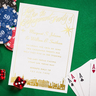 Las Vegas Engagement Party Gold Foil Invitation
