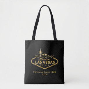 Las Vegas Fabulous Sign Gold Black Personalised Tote Bag