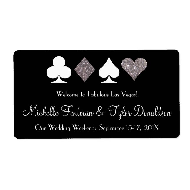 Las Vegas Faux Silver Glitter Welcome Bag Label (Front)