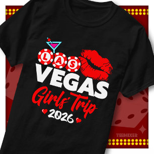 Las Vegas Girls Trip 2026 Red Lips Casino Party T-Shirt