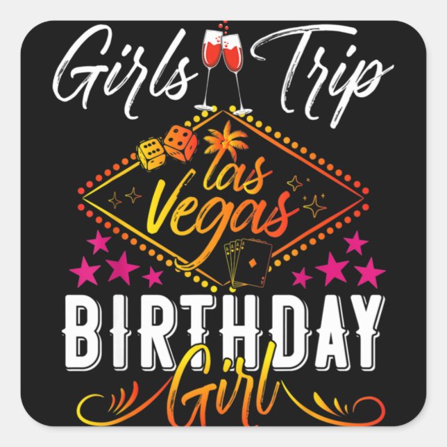 Las Vegas Girls Trip Vacation Bachelorette Birthda Square Sticker (Front)