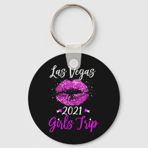 Las Vegas Girls Trip Vacation Gift Pink Lips  Key Ring