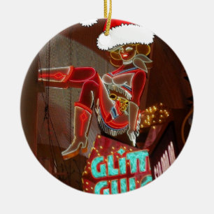 Las Vegas Glitter Gulch Christmas Ceramic Ornament