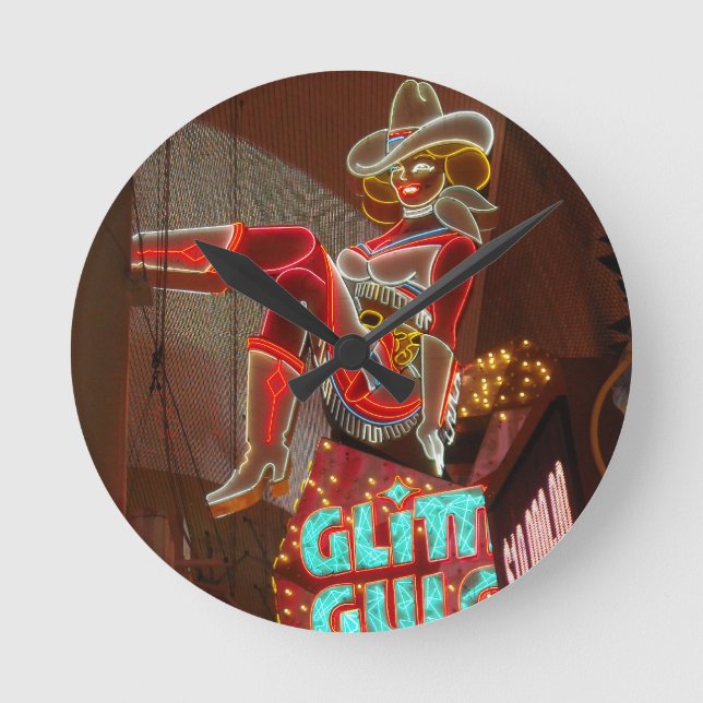 Las Vegas Glitter Gulch Round Clock (Front)