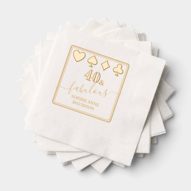 Las Vegas Gold 40 and Fabulous Woman Birthday Foil Napkins (Insitu (Stacked))