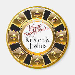 Las Vegas Gold & Black Casino Chip Magnet Favour