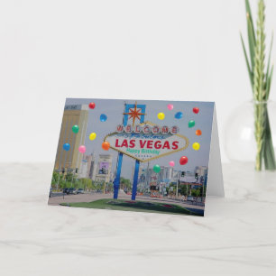 Las Vegas Happy Birthday Card with Balloons