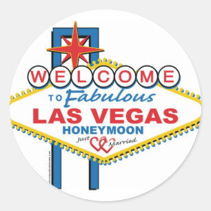 Las Vegas Honeymoon retro Classic Round Sticker