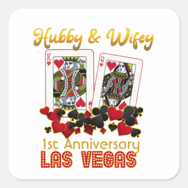 Las Vegas Hubby Wifey Wedding Anniversary   Square Sticker (Front)