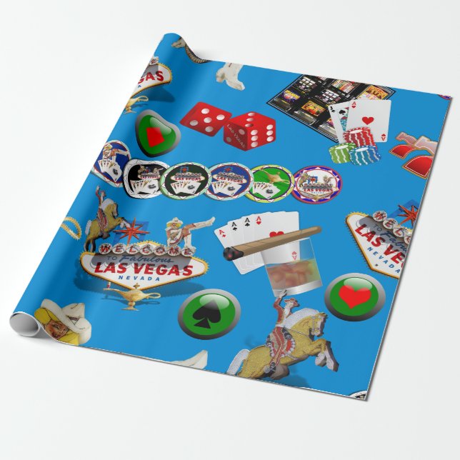 Las Vegas Icons - Gamblers Delight Wrapping Paper (Unrolled)