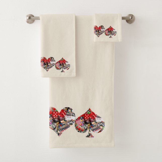 Las Vegas Icons Playing Card Shapes Bath Towel Set (Insitu)