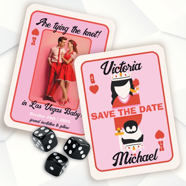 Las Vegas King Queen Heart Save the Date Photo Invitation (Creator Uploaded)