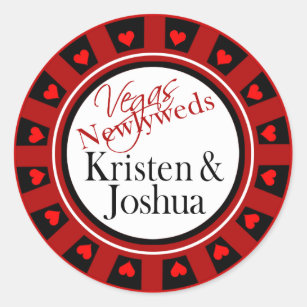 Las Vegas Kristen & Josh Casino Chip Envelope Classic Round Sticker