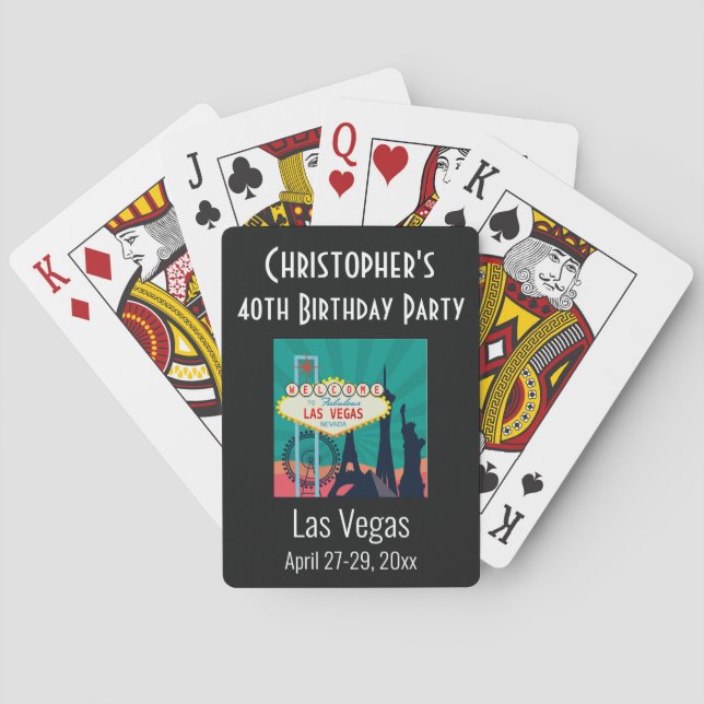 Las Vegas Landmark Birthday Party Trip Favour Playing Cards (Back)