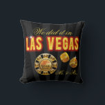 Las Vegas Lights Mr. & Mrs. Newlyweds | black Cushion<br><div class="desc">Stylish, glam throw pillow features Las Vegas in lights, rolling dice, customisable casino chip - perfect keepsake memento gift for the new Mr. & Mrs. Use the CUSTOMIZE IT button to personalise with your own text. Matching invitations and other products available. For questions/requests, email: cheryl@cheryldanielsart.com. "Las Vegas Lights" original design...</div>