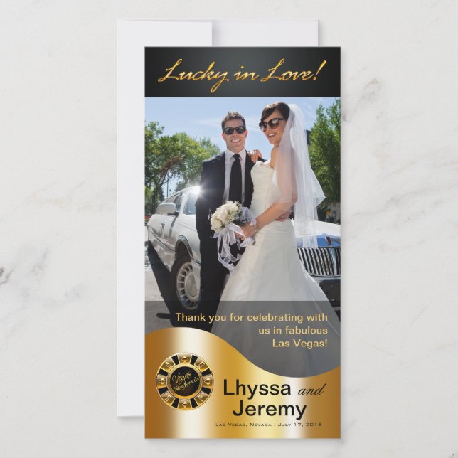 Las Vegas Lucky in Love Thank You black/gold Card (Front)