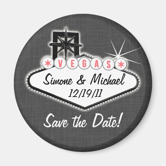 Las Vegas Magnet - Save the date - round or square (Front)