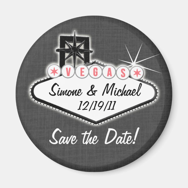 Las Vegas Magnet - Save the date - round or square (Front)