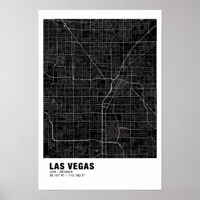 Las Vegas Map Poster - Nevada Black Map (Front)