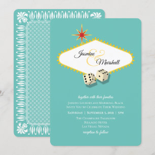 Las Vegas Marquee Wedding in Aqua 2 Invitation