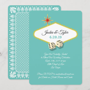 Las Vegas Marquee Wedding in Aqua Invitation