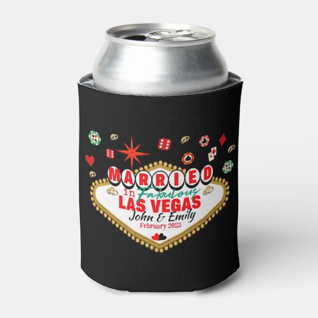 Las Vegas Married Couple Matching Vacation Nevada  Can Cooler (Can Front)