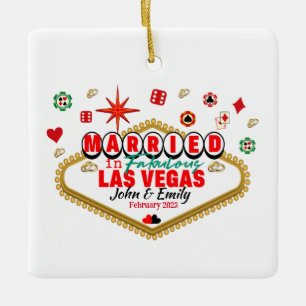 Las Vegas Married Couple Matching Vacation Nevada Ceramic Ornament