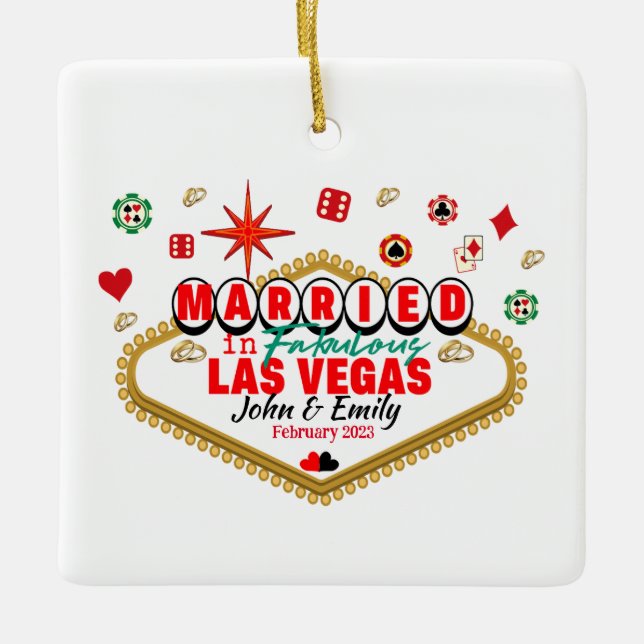 Las Vegas Married Couple Matching Vacation Nevada Ceramic Ornament (Front)