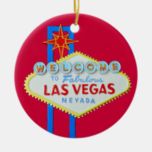 Las Vegas Merry Christmas Ceramic Ornament