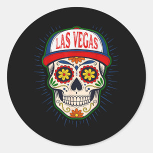 Las Vegas Mexican Men Sugar Skull Nv City Day Of Classic Round Sticker