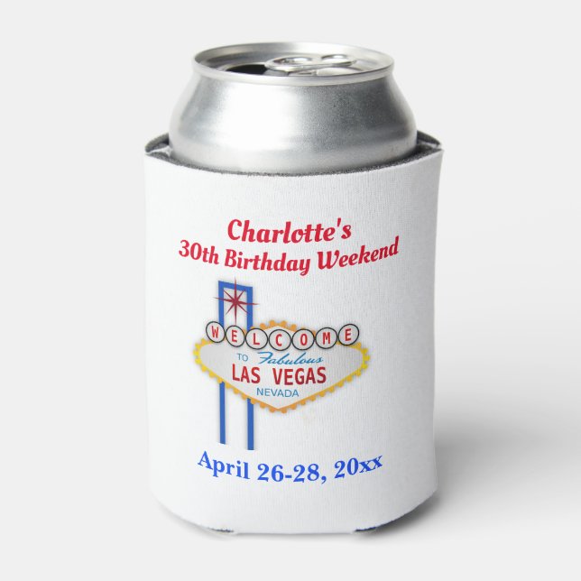 Las Vegas Milestone Birthday Party Favour Can Cooler (Can Front)