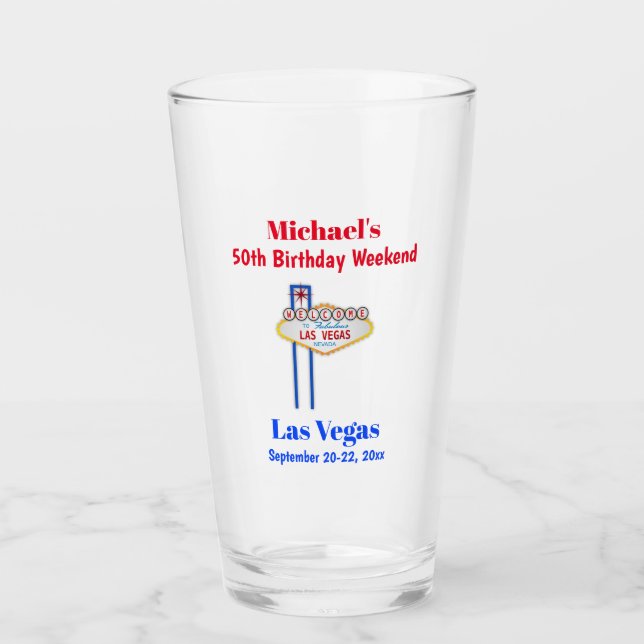 Las Vegas Milestone Birthday Party Trip Pint Glass (Front)
