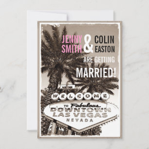 Las Vegas Modern Vintage Sepia Wedding Invites