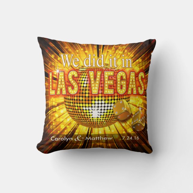 Las Vegas Mr. & Mrs. Wedding Keepsake Cushion (Front)