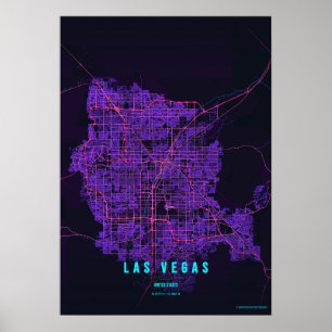 Las Vegas Neon Poster Print Nevada Map Wallart